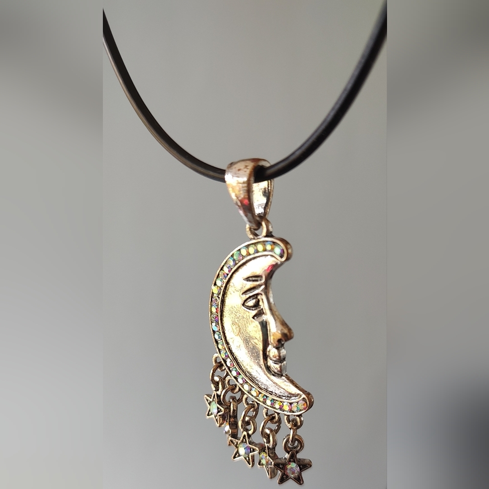Celestial Silver Moon and Star Necklace